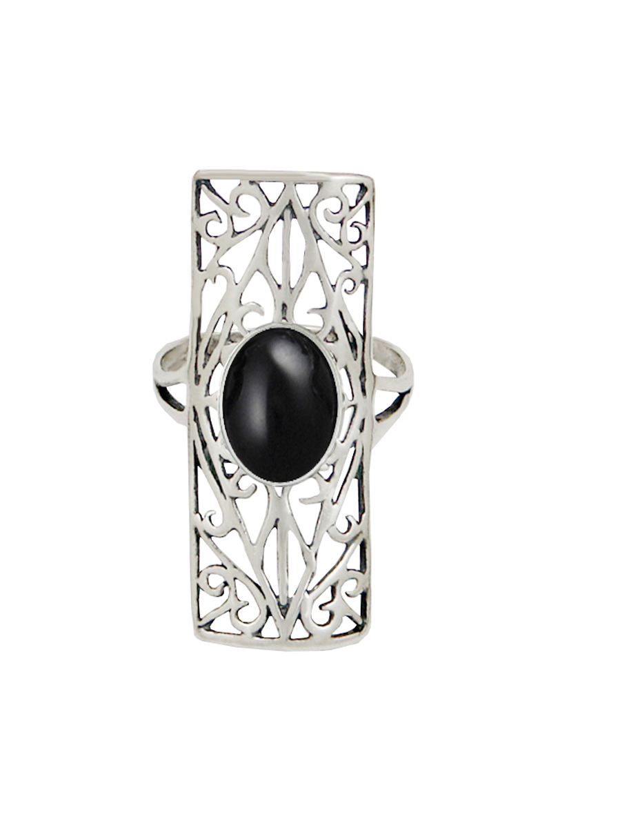Sterling Silver Filigree Ring With Black Onyx Size 9 Sterling Silver Filigree Ring With Black Onyx Size 9